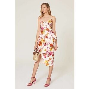 Great Jones White Pink Floral Printed Tank Midi Dress